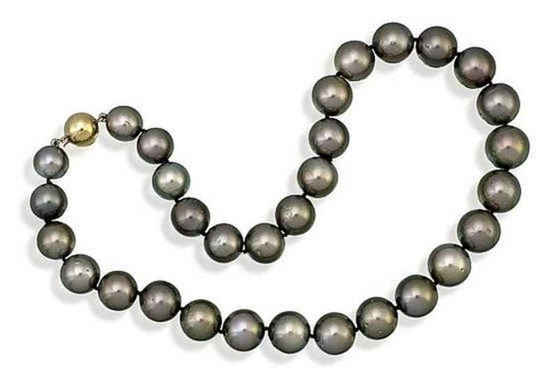 Estate Black South Sea Pearl Necklace